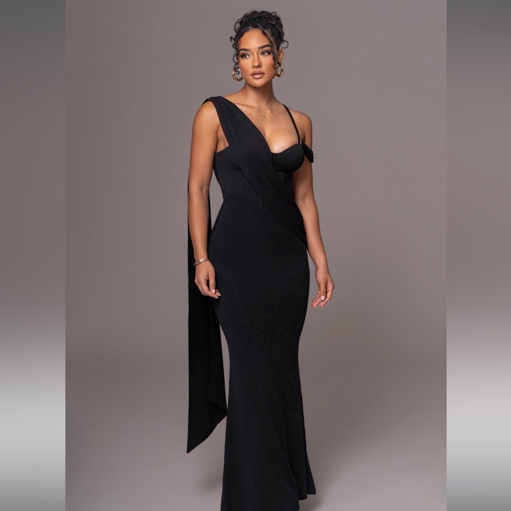 JLUXLABEL One Shoulder Black Dress